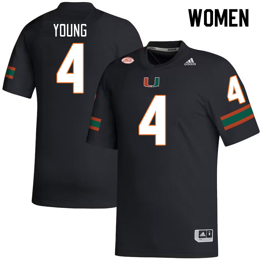 Women #4 Colbie Young Miami Hurricanes College Football Jerseys Stitched-Black